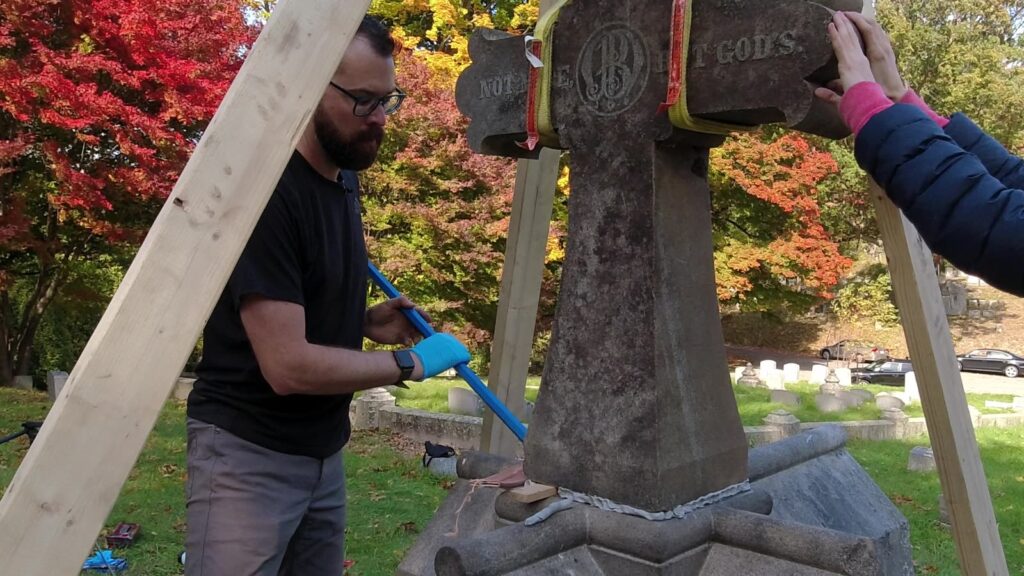 Applying adhesive at the seat of the cross