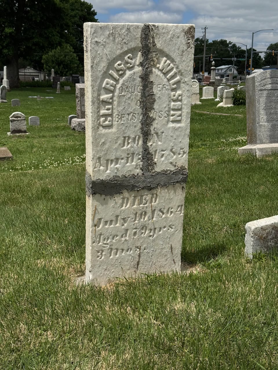 The tablet as I found it. Two earlier repairs left significant material on the surface of the stone and the joints were poorly aligned.