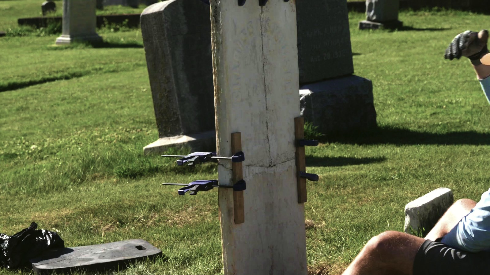 The fractured pieces rejoined with a knife-grade stone epoxy.
